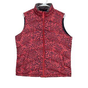 LANDS' END Pink Floral Down Filled Puffer Vest Women's Large